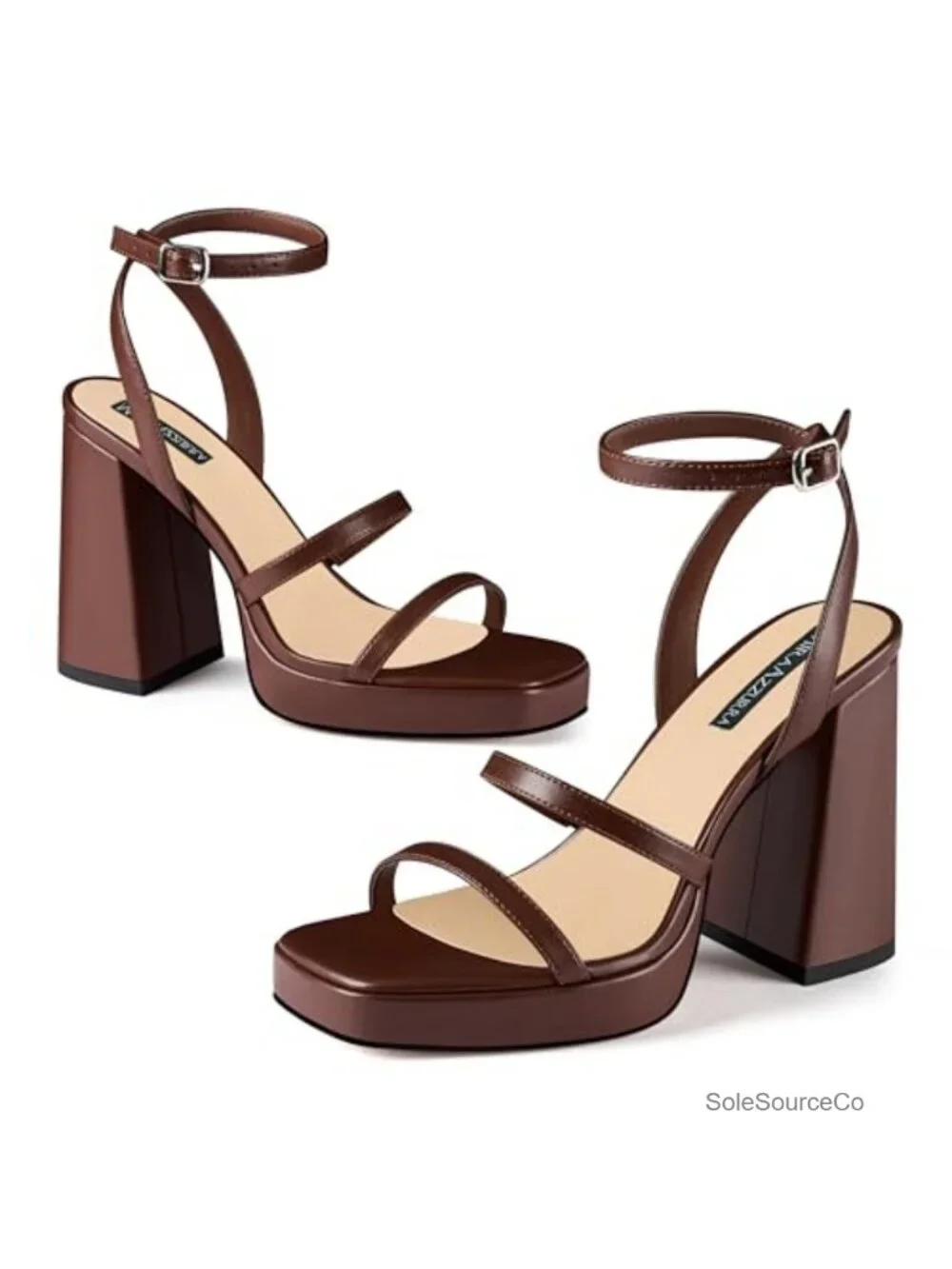 Women's Platform Heels Chunky Block Heel Square Open Toe Sandals 4